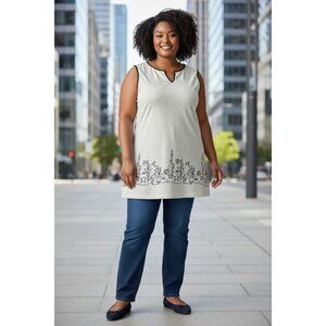 Krista Women's White & Blue Sleeveless Top